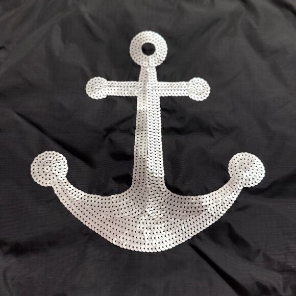 Lesportsac Tote Bag Sequin Anchor Zip Closure Inside Zip Pocket Black - Picture 2 of 8